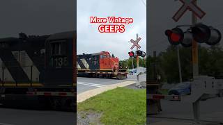 Casselman ON Vintage GP9RM Rebuilt GP9 amp 4935 GP382 exUP GP38N trains railways railfans [upl. by Mattheus]