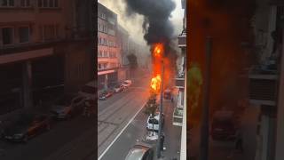 Un Bus Complètement En Feu À Bruxelles  🔥 [upl. by Nnairol]