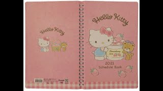 2020  2021 Hello Kitty 5x8 B6 Weekly Spiral Planner Agenda Schedule Book PINK Kraft Paper Cover [upl. by Eceinhoj]