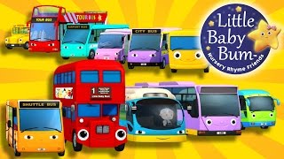 Bus Song  Ten Little Buses  Nursery Rhymes for Babies by LittleBabyBum  ABCs and 123s [upl. by Mikol]