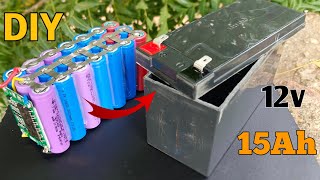 How To Make 12v 15Ah Lithium battery  DIY 12v Battery With 18650 [upl. by Allayne]