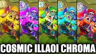 All Cosmic Invoker Illaoi Chroma Skins Spotlight League of Legends [upl. by Shurlock]