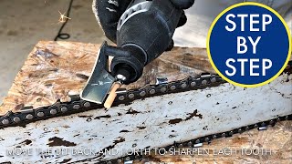 How to Sharpen a Chainsaw Chain  Using Dremel Sharpening Kit  Chain Saw Blade Sharpening [upl. by Cornelie]