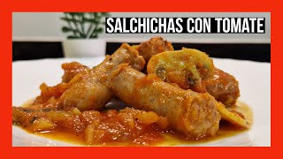 SALCHICHAS CON TOMATE Y CHAMPIÑONES La mejor receta y más fácil de salchichas que vas a probar [upl. by Laughry]