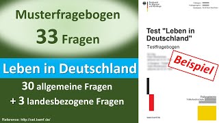 Leben in Deutschland 33 Fragen Musterfragebogen [upl. by Almeta]