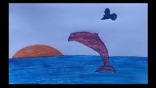 how to draw a whale 🐳 step by step  ocean drawing drawing859 [upl. by Judsen]