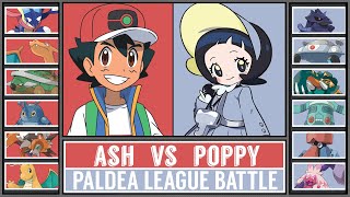 ASH vs POPPY  Paldea Pokémon League Battle Pokémon Scarlet amp Violet [upl. by Seraphine618]