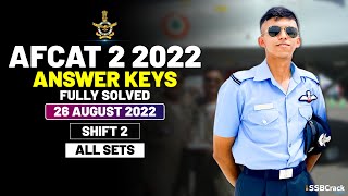 AFCAT 2 2022 Answer Keys Fully Solved 26 August 2022  Shift 2 All Sets [upl. by Hadeehsar]