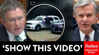 BREAKING NEWS Thomas Massie Confronts FBIs Wray With Shocking Video Relating To Jan 6 Pipe Bomb [upl. by Naivat15]