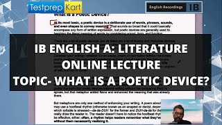 IB English A Literature  What are Poetic Devices Online Lecture [upl. by Tilford]