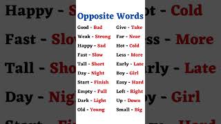 Opposite words vocabulary english shorts [upl. by Kletter]