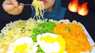 ASMR EATING 3 TYPES OF SPICY NOODLES WITH EGGS amp CHIPS mukbang asmr [upl. by Oakleil191]