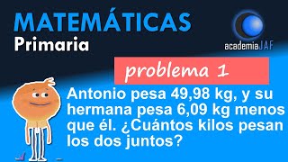 Problema con números decimales  Ejercicio 1  Matemáticas [upl. by Isla]