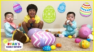 Easter Egg Hunts for the first time with twin babies on Ryans Family Review [upl. by Yenffit]