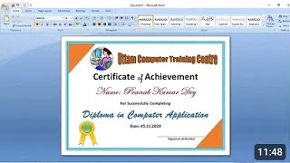 How To Make a Certificate Design in Microsoft Word  Certifacate Design in Ms Word [upl. by Luhe]