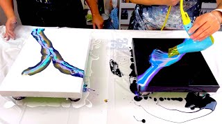 501  👯‍♀️ DOUBLE TROUBLE An in depth blow out tutorial MUST WATCH Acrylic Pouring [upl. by Cranford]