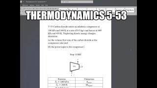 Thermodynamics 553 Carbon dioxide enters an adiabatic compressor at 100 kPa and 300 K at a rate of [upl. by Yennep]