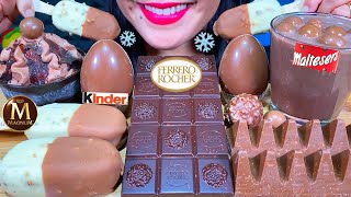 ASMR MUKBANG CHOCOLATE DESSERT ICE CREAM MAGNUM KINDER SURPRISE EGG MILK MALTESERS Eating Sounds [upl. by Guillema406]