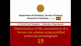 Determination of the concentration of Fe2 ion solution using acidified potassium permanganateNo19 [upl. by Ainahpets]