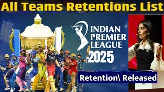 IPL 2025 all teams retentions list  আইপিএল 2025 রিটেনশন লিষ্ট l ipl ipl2025 retentionslist [upl. by Amuwkuhc]