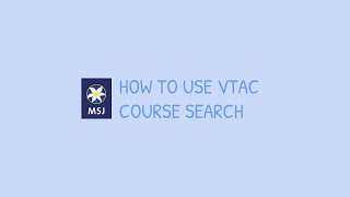 How to use VTAC CourseSearch [upl. by Airom404]