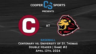 University of St Thomas Baseball vs Centenary  Double Header  Game 2 [upl. by Aiyekal495]