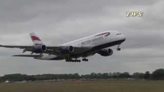 RIAT 2013 A380 Flypast With Red Arrows Airshow World [upl. by Kynan346]