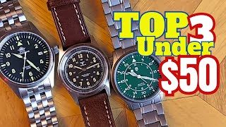 TOP 3 Fliegers and Field Watches UNDER 50  Automatic  MecaQuartz  Sapphire Crystal  Titanium [upl. by Mallin]