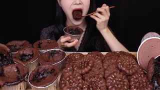 ASMR MUKBANG CHOCOLATE PARTY Fondant au Chocolat Ice Cream amp Yakgwa Cookie [upl. by Airak864]