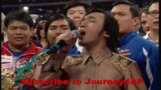 Arnel Pineda of JourneyHigh Quality  Lupang Hinirang  MANNY PACQUIAO FIGHT [upl. by Cary]