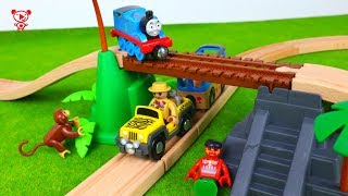 Wooden trains like brio trains with Thomas amp Toy trains video amp train set review [upl. by Bolten]