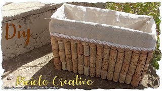 Riciclare SCATOLE di CARTONE e TAPPI di SUGHERO  Tutorial Contenitore CountryChic  DIY ORGANIZER [upl. by Rutherford]