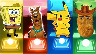 Spongebob 🆚 Scooby Doo 🆚 Pikachu 🆚 Gegagedigedagedago  Tiles hop EDM rush [upl. by Horatia]