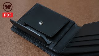 Make a leather Bifold Wallet with Coin Pocket Free PDF Pattern  동전포켓이 있는 반지갑 만들기 DIY무료패턴 [upl. by Maddeu471]