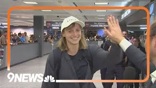 Katie Ledecky returned to the US Monday [upl. by Goldi875]