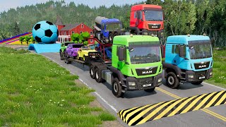 TRANSPORTING PIXAR CARS amp FRUITS WITH COLORED amp JOHN DEERE vs CLAAS vs TRACTORS  BeamNGdrive [upl. by Rose296]