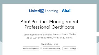 Aha Product Management Professional Certificate FREE linkedin answers  solution [upl. by Sproul463]