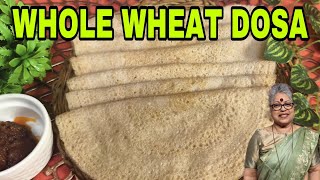 Whole wheat Dosa very healthy Full of fibre no oil no dal soft and tastymangalorean breakfast [upl. by Atinahc]