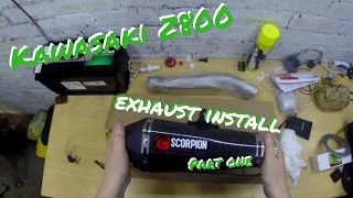 Kawasaki Z800 Exhaust Install Part 1 [upl. by Ode807]