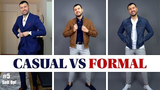 VESTIR CASUAL VS FORMAL  5 Outfits Básicos Para Hombre [upl. by Peony742]