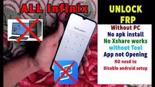 🔥 ALL Infinix frp bypass app not installed 100 solution without pc  xshare not works [upl. by Jael]