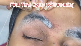 Eyebrow threading tutorial for beginners  thick to thin eyebrow pratibhabeautyparlour9039 [upl. by Skantze292]