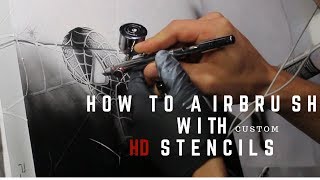 How to airbrush with HD Stencils  Airbrushing a PS4 with spiderman HD stencil [upl. by Miza]