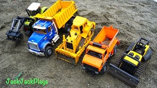 Toy Construction Vehicles in Action  Digging and Dump Trucks for Kids  JackJackPlays [upl. by Babs916]