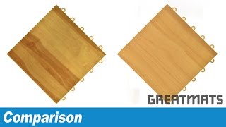 Comparing Raised Wood Grain Floor Tiles  Modular Woodgrain Tile Comparison ProCourt vs Max Tile [upl. by Ennylhsa22]