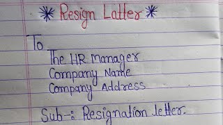 How to write Resignation  Resignation letter sample  Learn to write resignation letter resign [upl. by Fugere]