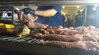 International Street Food Event Best Argentinian Asado Italian Huge Skewers with Cheese Italy [upl. by Ardnaid]