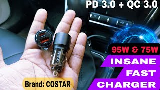 Best fast charging car Charger  95 and 75 watt car charger review  Costar [upl. by Sadler]