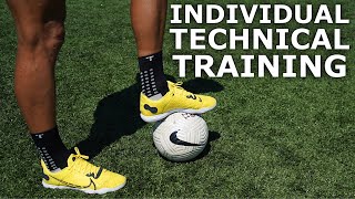 Full Individual Technical Training Session For Footballers  Ball Mastery First Touch and Finishing [upl. by Naujud]