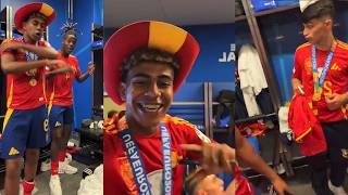 Lamine Yamal Funny Spain EURO Dressing Room Celebrations [upl. by Kristianson]